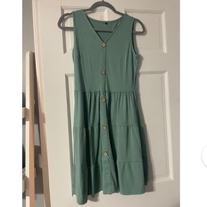 Green sleeveless summer dress